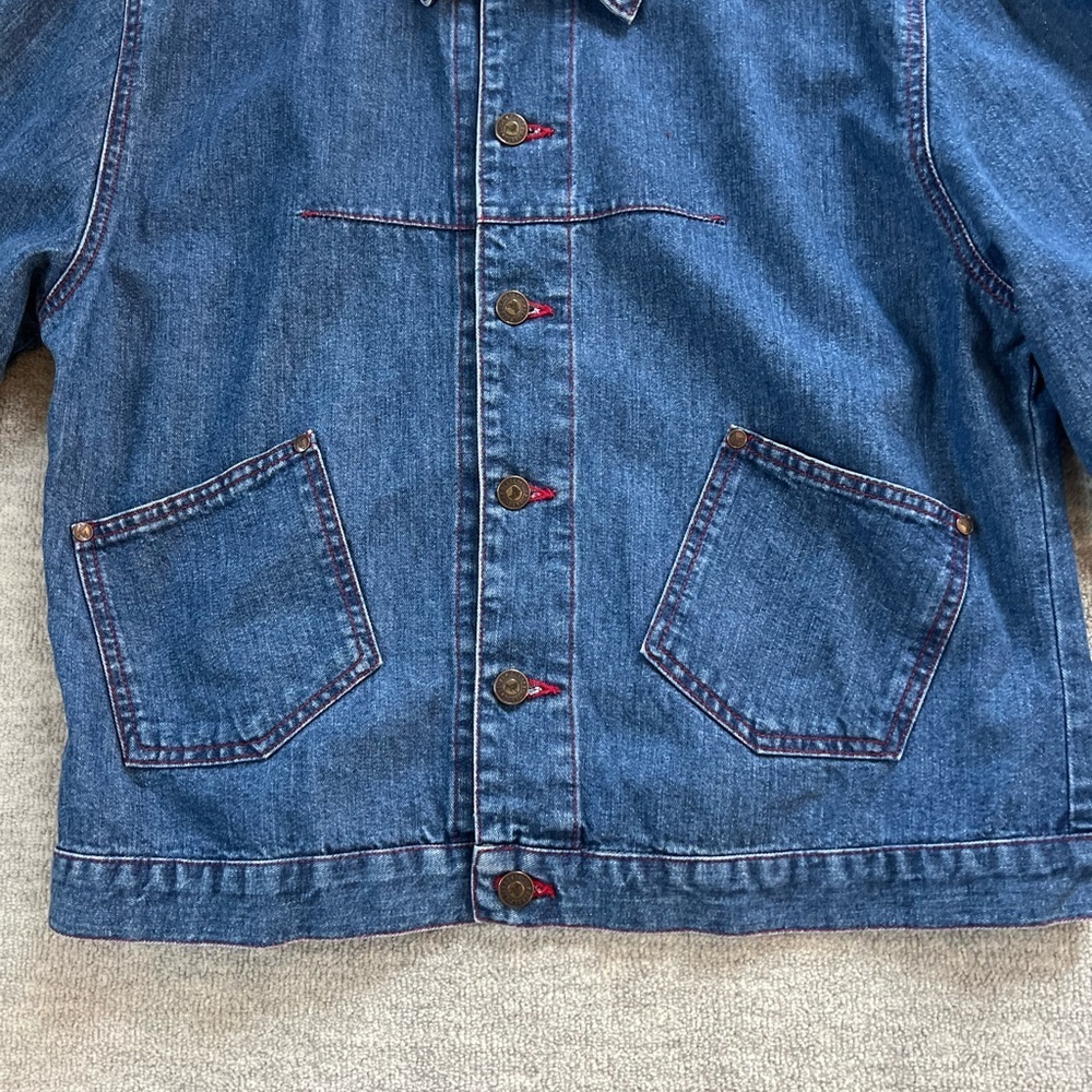 Democracy Buttondown Denim Jacket Sz. L - Picture 10 of 11